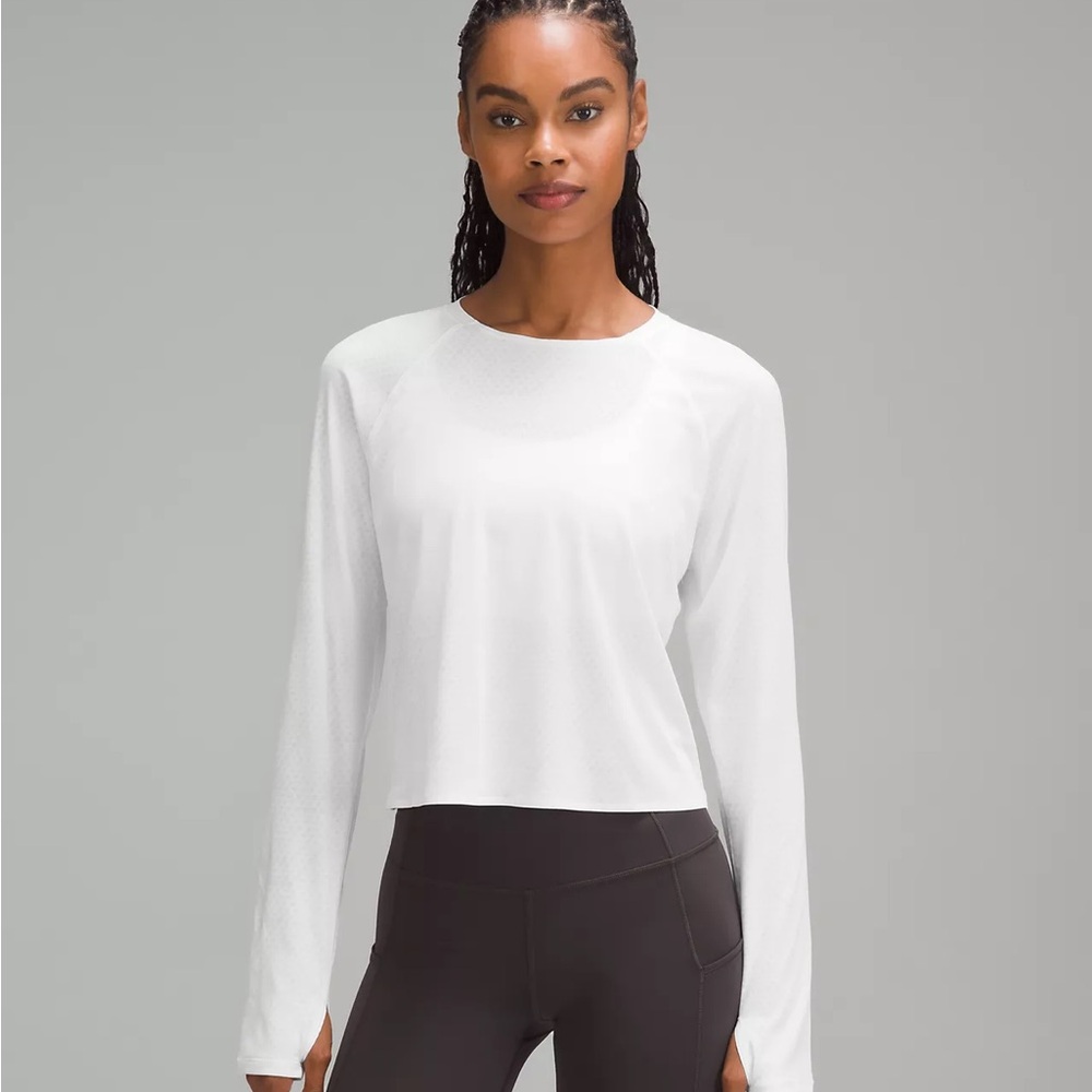 Lululemon Athletica Classic White Fast and Free Race Length Long-Sleeve Shirt